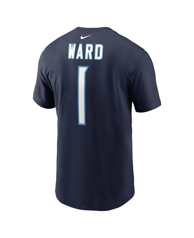 Nike Men's Cameron Ward Navy Tennessee Titans 2025 Nfl Draft First Round Pick Name Number T-Shirt