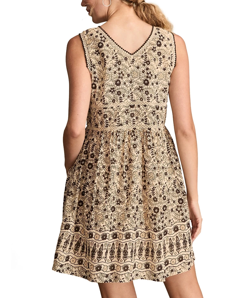 Lucky Brand Women's Cotton Floral V-Neck Mini Dress
