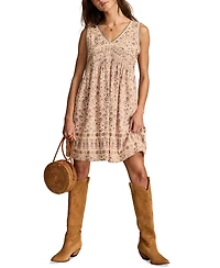 Lucky Brand Women's Cotton Floral V-Neck Mini Dress