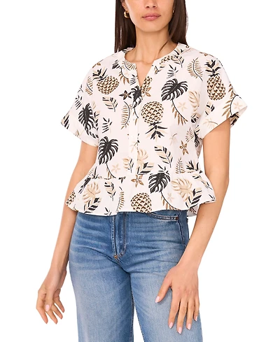 Sam & Jess Women's Printed Cotton Peplum Shirt