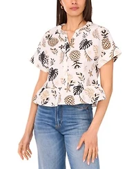 Sam Jess Womens Printed Cotton Peplum Shirt Pant