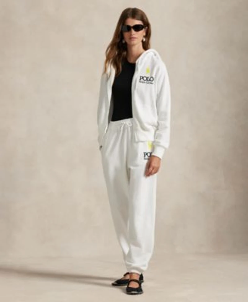 Polo Ralph Lauren Womens Big Pony Lightweight Fleece Zip Hoodie Sweatshirt Sweatpants