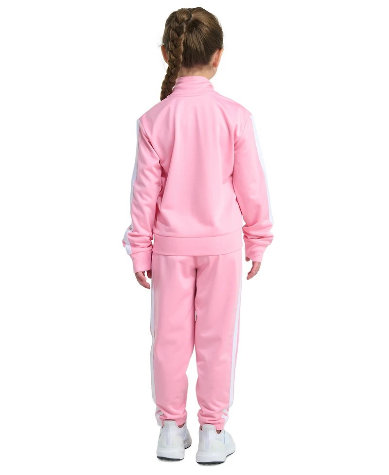 adidas Toddler & Little Girls Tricot Long-Sleeve Essential 3-Stripe Track Jacket Pants, 2 Piece Set