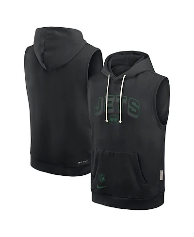 Nike Men's Black New York Jets Sideline Performance Sleeveless Pullover Hoodie