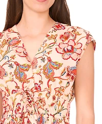 CeCe Women's Cotton Short-Sleeve V-Neck Dress