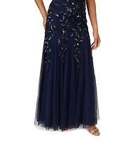 Adrianna Papell Floral-Beaded Gown