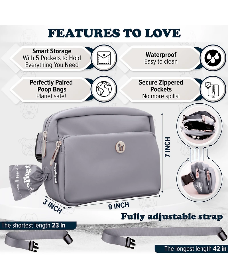 Puppington Walk Star Kit: 3-in-1 Dog Bag plus Matching 270 Refill Poop Bags