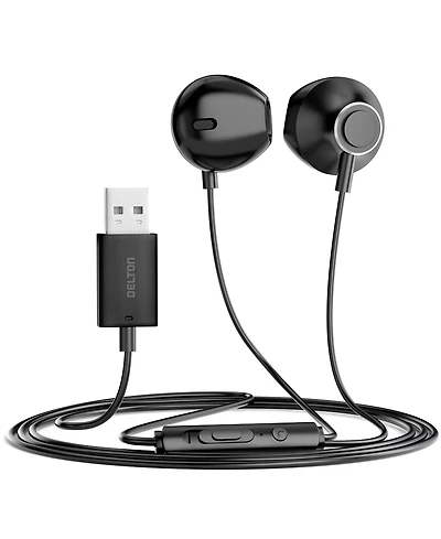 Delton 10E Usb A Wired Computer Headset with Microphone, 8ft Cord (DWH10E)