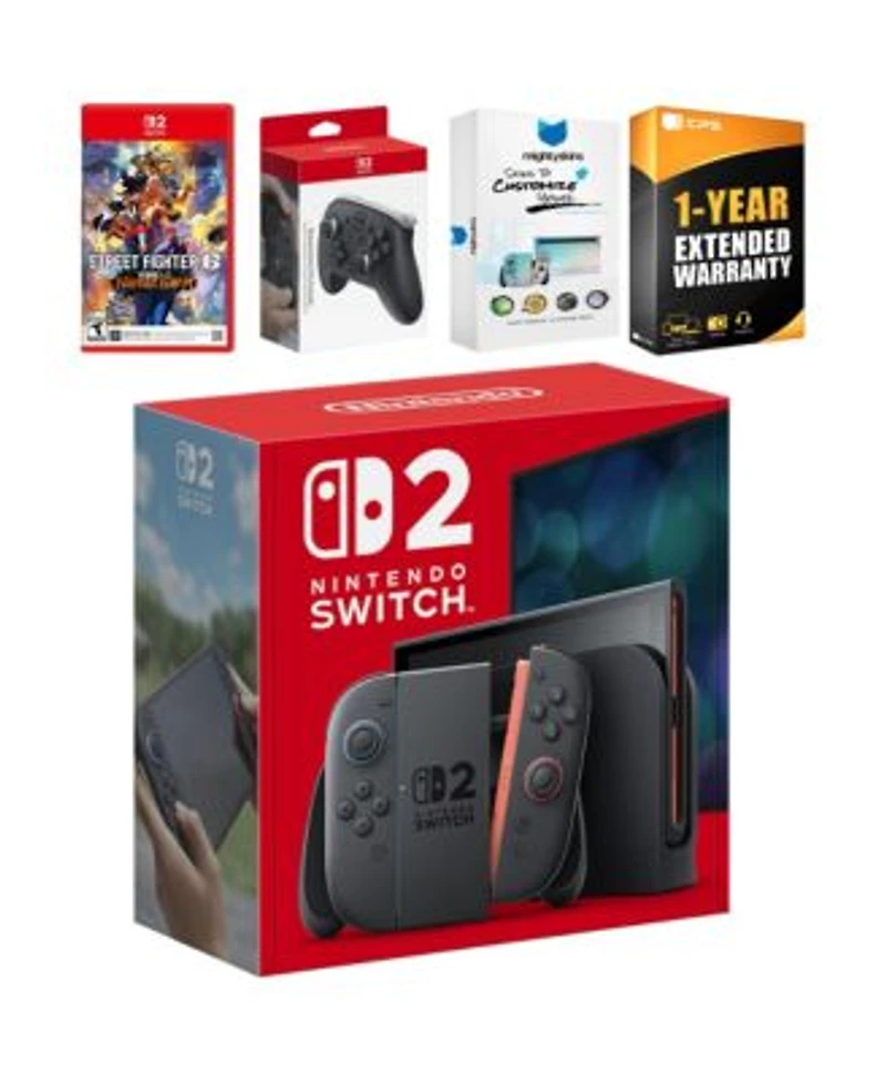 Nintendo Switch 2 Console With Street Fighter 6 Pro Controller Mightyskins Code 1 Cps Year Extended Warranty