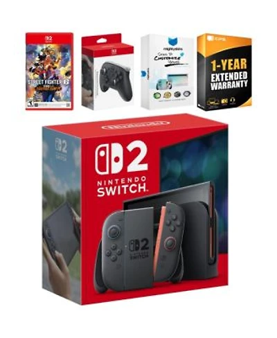 Nintendo Switch 2 Console With Street Fighter 6 Pro Controller Mightyskins Code 1 Cps Year Extended Warranty
