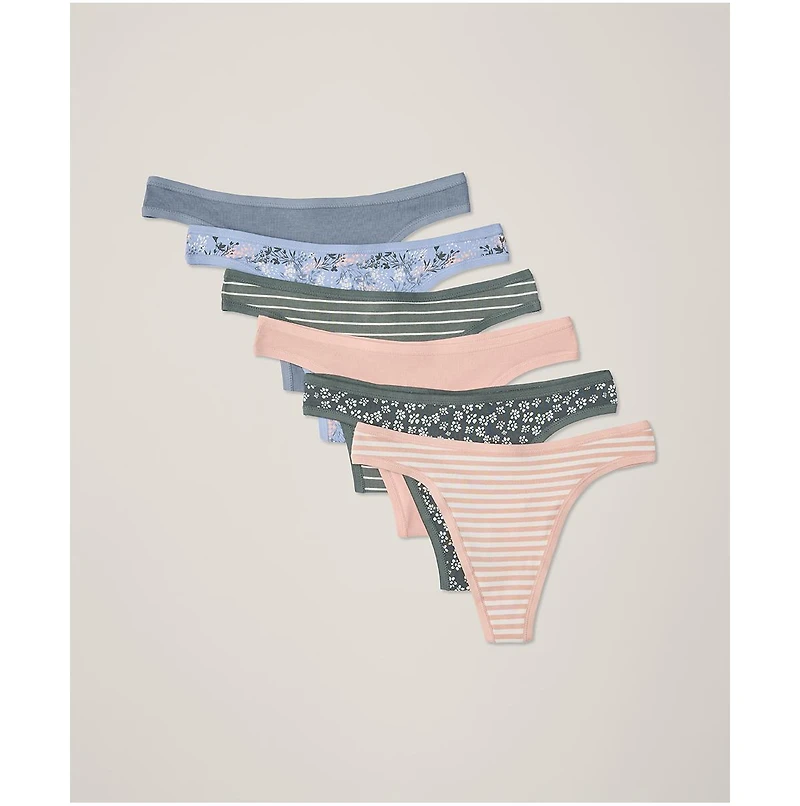 Pact Women's Organic Cotton Everyday Classic Fit Thong 6-Pack
