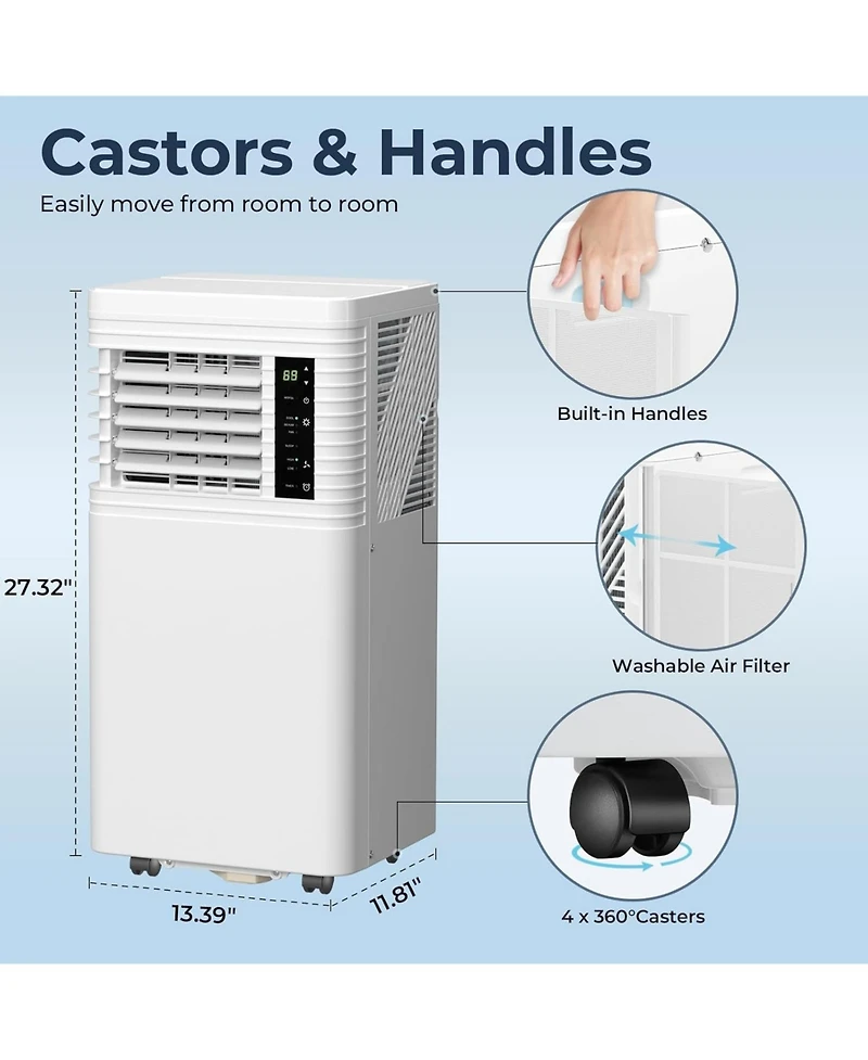 Zafro 8,000 Btu Portable Air Conditioner, Quiet Ac Unit Cools Up to 350 Sq.Ft, 4-in-1 with Fan, Dehumidifier, Sleep Mode, 24H Timer, Led Display, Remo