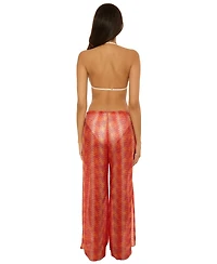 Becca Women's Cancun Metallic Crochet Cover-Up Pants