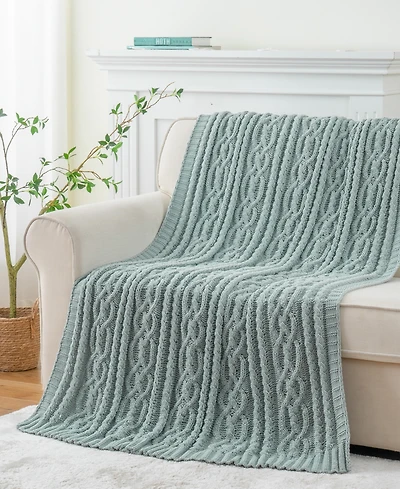 Battilo Lifestyle Cable Knit Chenille Throw, 51" x 67"