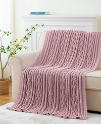 Battilo Lifestyle Cable Knit Chenille Throw, 51" x 67"