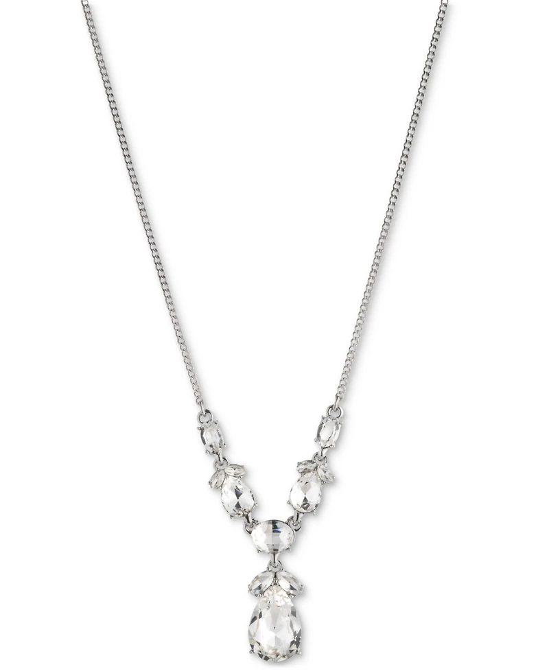Givenchy Silver-Tone Crystal Lariat Necklace, 16" + 3" extender