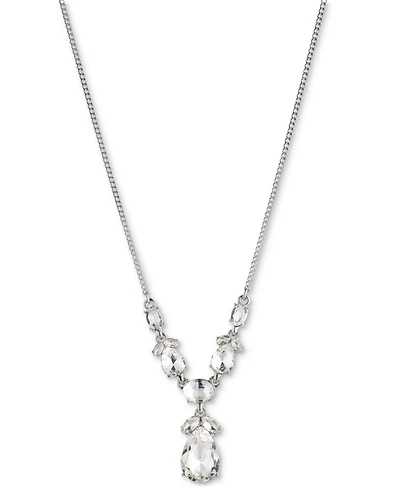 Givenchy Silver-Tone Crystal Lariat Necklace, 16" + 3" extender