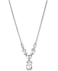 Givenchy Silver-Tone Crystal Lariat Necklace, 16" + 3" extender