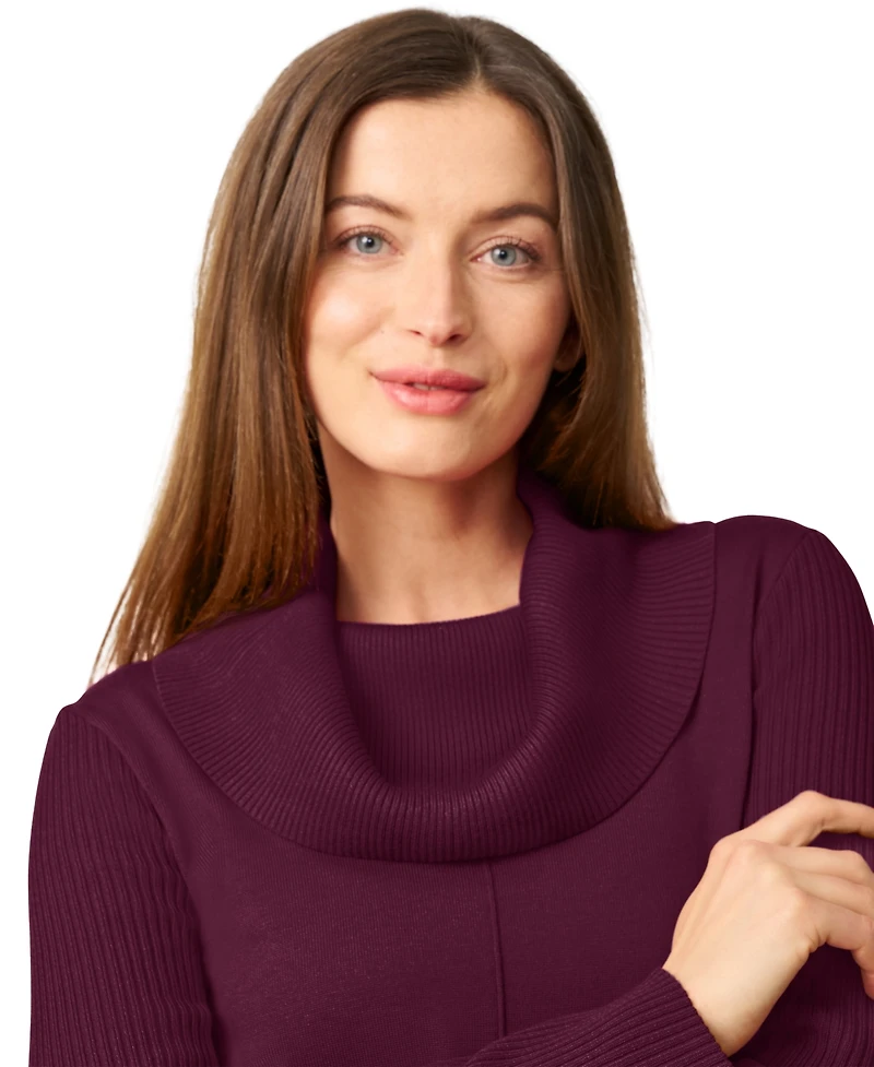 Melissa Paige Women's Ribbed Stitch Cowl-Neck Sweater