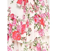 Crystal Doll Juniors' Floral-Print Tiered Short Fit & Flare Dress
