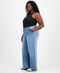 Bar Iii Trendy Plus Snap Track Jeans, Macy's Exclusive