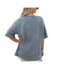 Gameday Couture Women's Gray Houston Dynamo Fc Oversized Mini Rhinestone Classic T-Shirt