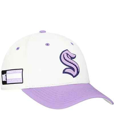 Fanatics Men's White/Lavender Seattle Kraken Authentic Pro Hockey Fights Cancer Adjustable Hat