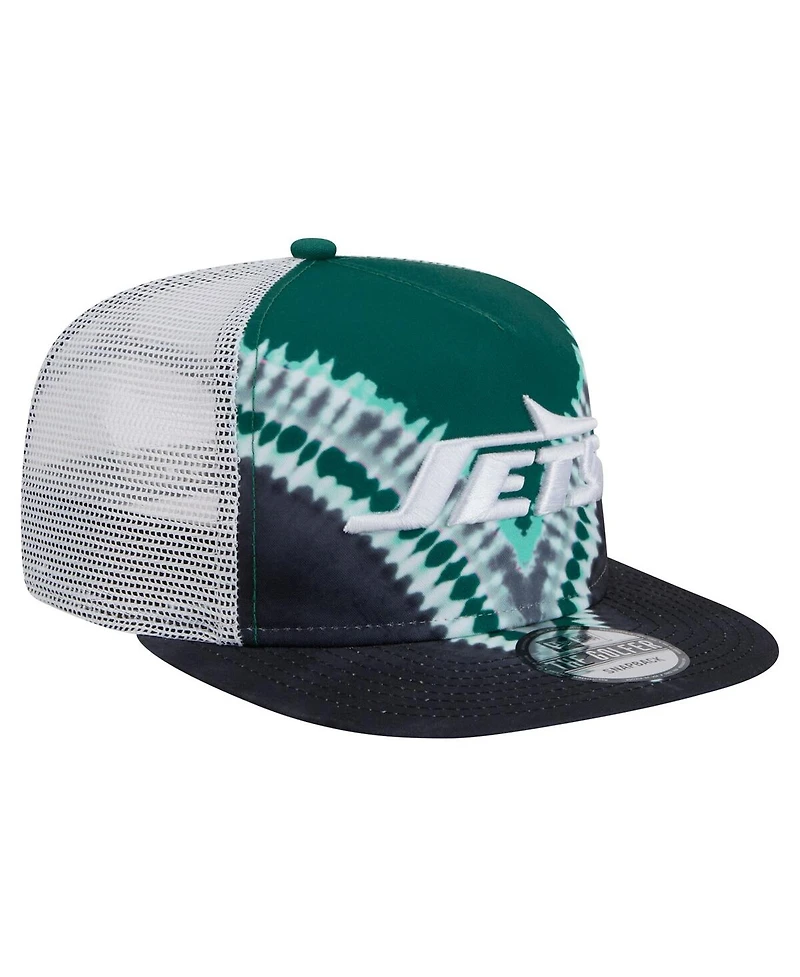 New Era Men's Green/Black New York Jets Throwback Dye Golfer Snapback Hat