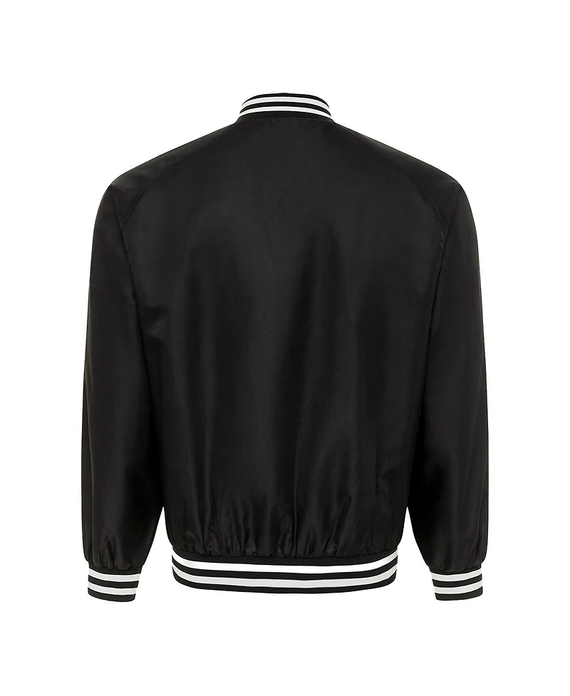 Sportiqe Men's and Women's Black New York Liberty Rock Roll Collection Ringo Satin Raglan Full-Snap Bomber Jacket