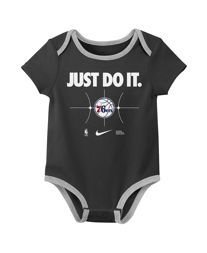 Nike Newborn 2-Pack Royal/Black Philadelphia 76ers Just Do It Bodysuit Set