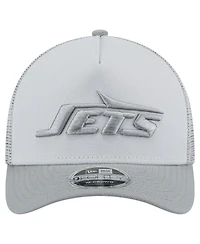 New Era Men's Gray New York Jets Domain A-Frame Trucker 9FORTY Adjustable Hat