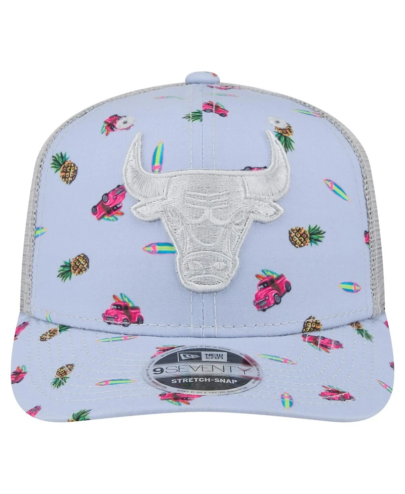 New Era Men's Light Blue/Gray Chicago Bulls Adventure Aloha Pattern 9SEVENTY Stretch-Snap Hat