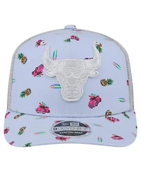 New Era Men's Light Blue/Gray Chicago Bulls Adventure Aloha Pattern 9SEVENTY Stretch-Snap Hat