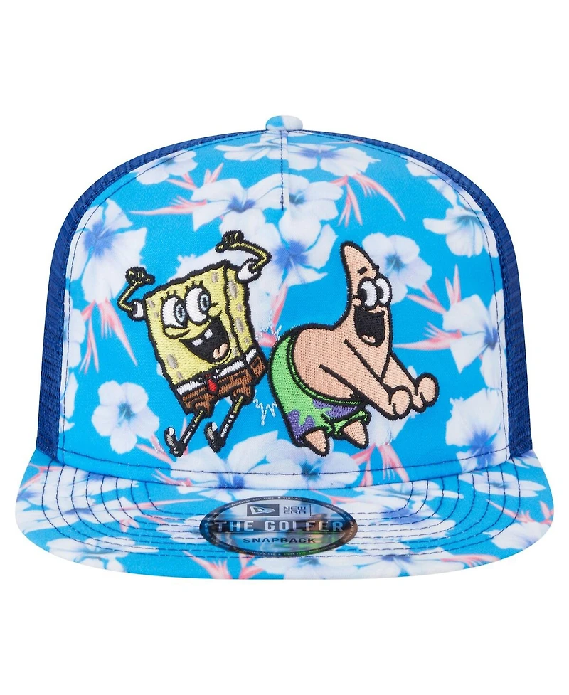 New Era Men's Blue SpongeBob SquarePants Floral Golfer Snapback Hat