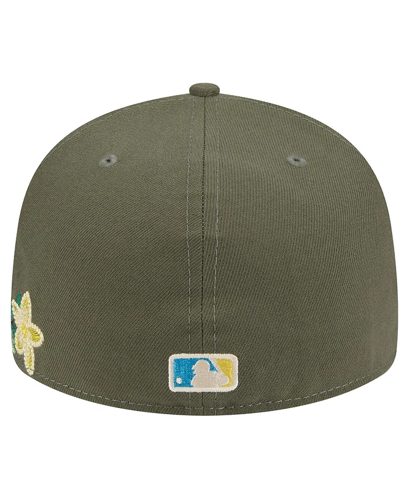 New Era Men's Olive Tampa Bay Rays Tonal Florals 59FIFTY Fitted Hat