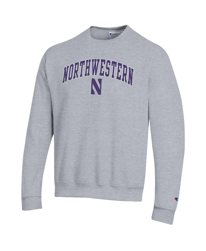 Champion Men's Heather Gray Northwestern Wildcats Arch Over Logo Pullover Sweatshirt