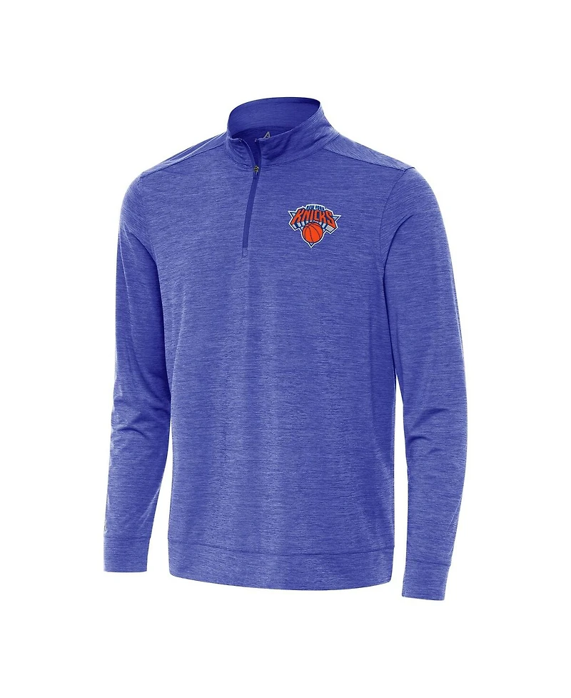 Antigua Men's Heather Royal New York Knicks Bright Quarter-Zip Sweatshirt