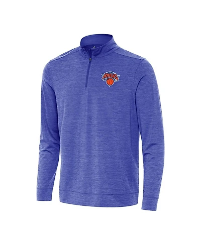 Antigua Men's Heather Royal New York Knicks Bright Quarter-Zip Sweatshirt
