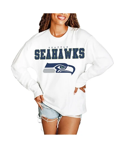 Gameday Couture Women's White Seattle Seahawks Big Goals Oversized Long Sleeve T-Shirt