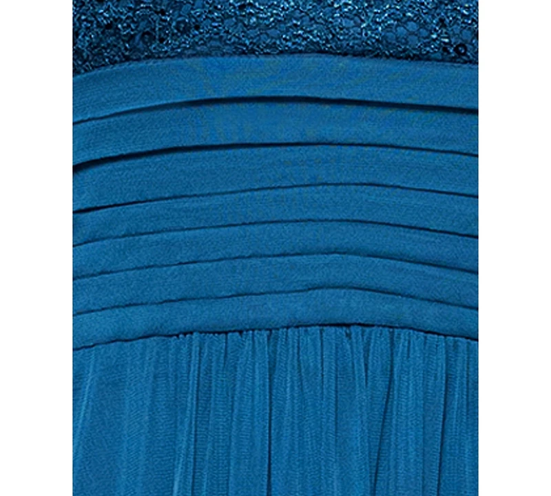B&A By Betsy and Adam Petites Lace Long Halter Dress