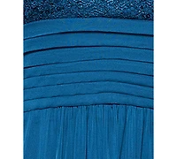 B&A By Betsy and Adam Petites Lace Long Halter Dress