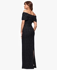 Betsy & Adam Petites Jacquard Knit Off-The-Shoulder Long Dress