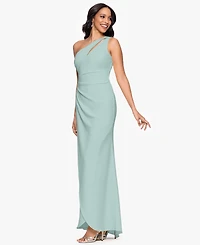 Betsy & Adam Petite One-Shoulder Ruched Gown