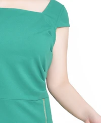 Ny Collection Petite Cap Sleeve Exposed Zipper Dress