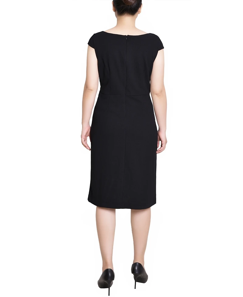 Ny Collection Petite Cap Sleeve Exposed Zipper Dress