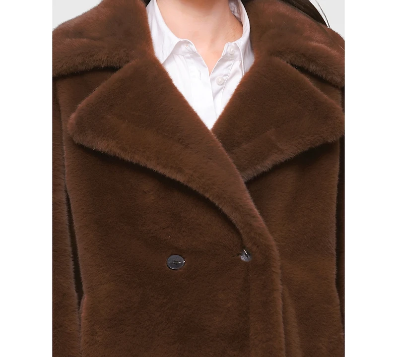 Avec Les Filles Women's Notched-Collar Faux-Fur Coat