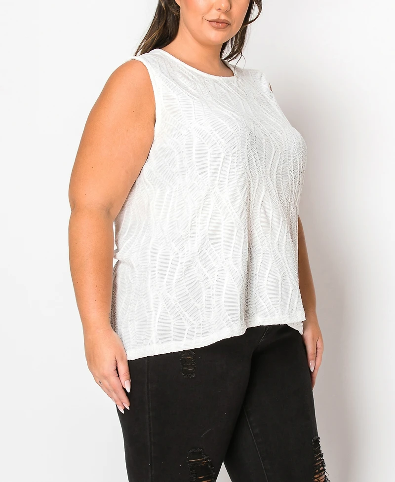 Coin 1804 Plus Spiral Wave Texture Strappy Back Tank Top