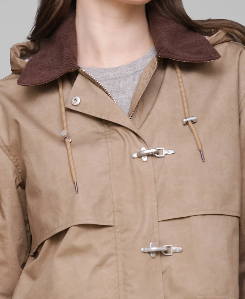 Avec Les Filles Women's Hooded Midi Canvas Jacket