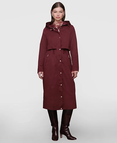 Avec Les Filles Women's Hooded Canvas Maxi Coat