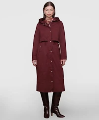 Avec Les Filles Women's Hooded Canvas Maxi Coat